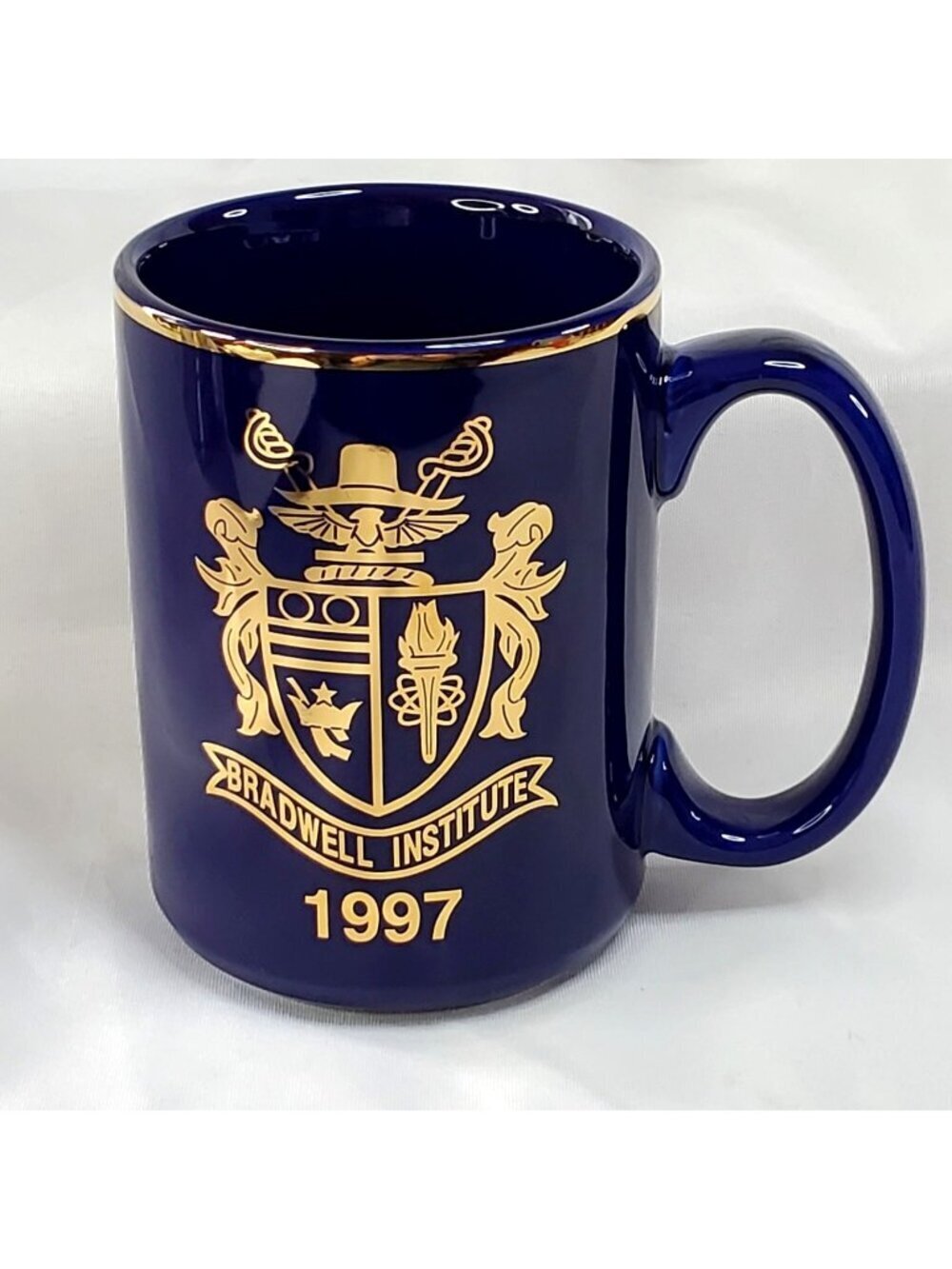 Bradwell Institute Class of 1997 Blue Gold Ceramic Mug With Names & Crest Design